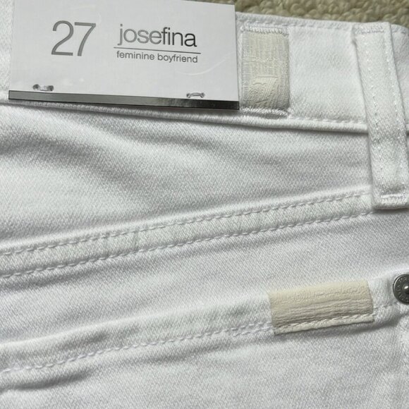 7 For All Mankind NWT Josefina Feminine Boyfriend Jeans in White Size 27 NEW - Picture 9 of 16
